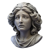 beautiful contemporary A weeping Niobe transformed into stone, grayscale, classical sculpture style professional png