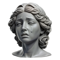 serene abstract A weeping Niobe transformed into stone, grayscale, classical sculpture style premium png