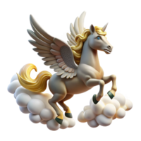 impressive traditional A winged Pegasus soaring through the clouds, celestial lighting, Art Nouveau style 4K png