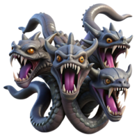 serene minimalist A monstrous Hydra with multiple heads, dark and ominous lighting, gritty realism premium png