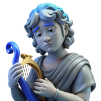 magnificent rustic A grieving Orpheus playing his lyre for Eurydice, somber blue and gray color palette, symbolist painting style exclusive png