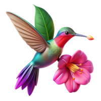 wonderful abstract A hummingbird hovering near a vibrant fuchsia flower, illuminated by dappled sunlight, in a hyperrealistic style with motion blur genuine png