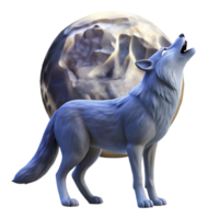 impressive artistic A lone wolf howling at a full moon in a snowy mountain landscape, lit by the bright moonlight, in a realistic wildlife photography style 4K png