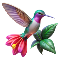 wonderful minimalist A hummingbird hovering near a vibrant fuchsia flower, illuminated by dappled sunlight, in a hyperrealistic style with motion blur professional png