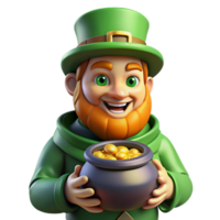 beautiful abstract A portrait of a mischievous leprechaun with a pot of gold, soft magical lighting, fantasy art style genuine png