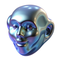 magnificent creative Liquid mercury forming amorphous shapes, reflecting a distorted image of a human face, under a cool, clinical light high resolution png