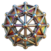 wonderful minimalist A network of intricate, fractal patterns etched onto a metallic surface, reflecting a rainbow of colors, under harsh, directional light 4K png