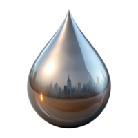 wonderful classic A single, perfect teardrop of liquid mercury, reflecting distorted images of a fractured cityscape, under harsh, directional lighting professional png