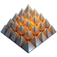 impressive contemporary A field of tessellated triangles in varying shades of grey, illuminated by a gradient of warm orange light from the bottom, minimalist style, premium png