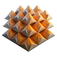 vibrant creative A field of tessellated triangles in varying shades of grey, illuminated by a gradient of warm orange light from the bottom, minimalist style, original png