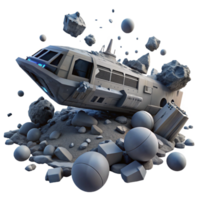 dramatic contemporary A spaceship graveyard filled with decaying vessels, debris floating in zero gravity, dark sci-fi style, dim lighting professional png
