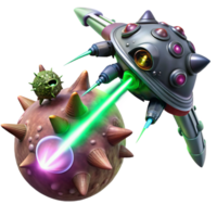 impressive contemporary A spaceship battling a giant space creature, lasers and energy blasts filling the void of space, space opera style, dynamic lighting premium png