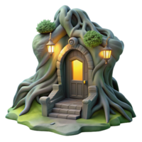 elegant abstract A hidden doorway in the roots of a giant tree, leading to a glowing portal, mysterious and intriguing lighting, matte painting style exclusive png