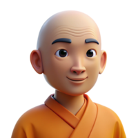 beautiful artistic Portrait of a Serene Monk with a Shaved Hea authentic png