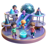 impressive creative A Group of Children Playing in a Futuristic exclusive png