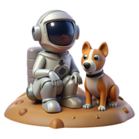 serene creative A Robot Dog Sitting Beside a Lone Astronaut genuine png