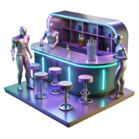 serene minimalist Cyberpunk Bar Dimly Lit Holographic Dance detailed png