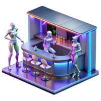 dramatic classic Cyberpunk Bar Dimly Lit Holographic Dance authentic png