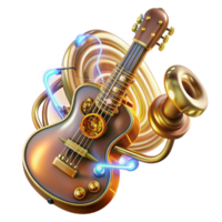 beautiful minimalist A Steampunk Guitar with Brass Strings and G exclusive png