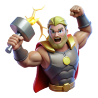 vibrant minimalist Thor Summoning Lightning Hammer Raised authentic png