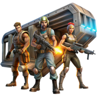 extraordinary artistic A Group of Space Pirates Armed with Laser P 4K png
