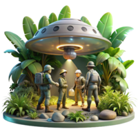 dramatic minimalist A Group of Explorers Discovering a Hidden exclusive png