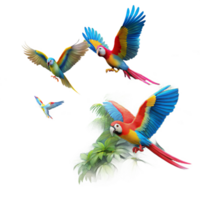 beautiful traditional Colorful Macaws Flying over Mountains high resolution png