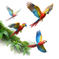 magnificent rustic Colorful Macaws Flying over Mountains high resolution png