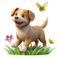 magnificent classic A Playful Puppy Chasing a Butterfly in a Fi 4K png
