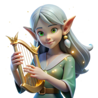 serene rustic A Graceful Elf with Pointed Ears and Flow detailed png