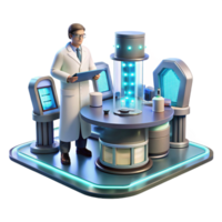 serene minimalist A Scientist Working in a Futuristic Laborat high resolution png