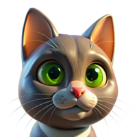 extraordinary minimalist Portrait of a Curious Cat with Wide Green detailed png