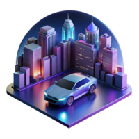 beautiful modern A Self Driving Car Navigating a Futuristic 4K png