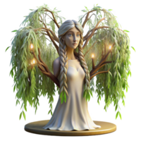 impressive vintage A Serene Dryad Emerging from a Willow Tree professional png