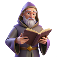 beautiful abstract A Wise Old Wizard Reading a Spellbook in Hi original png