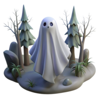 serene traditional A Ethereal Ghost Floating Through a Haunted original png