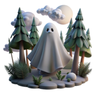 serene artistic A Ethereal Ghost Floating Through a Haunted premium png