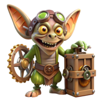serene abstract A Mischievous Gremlin Sabotaging a Clockw detailed png