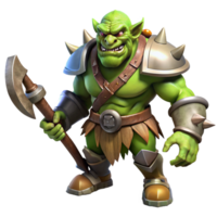 stunning modern A Fierce Orc Chieftain Wielding a Battle A detailed png