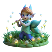 stunning rustic A Mischievous Pixie Playing a Flute in a F premium png