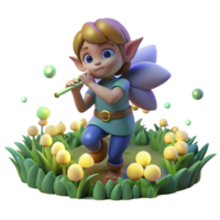 dramatic abstract A Mischievous Pixie Playing a Flute in a F genuine png