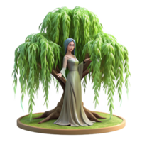 serene vintage A Serene Dryad Emerging from a Giant Willow high quality png