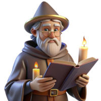beautiful abstract A Wise Old Wizard Reading a Spellbook in A premium png