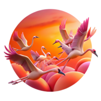 magnificent minimalist A Flock of Flamingos Taking Flight Against professional png