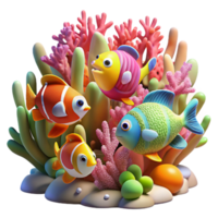 extraordinary minimalist A Group of Colorful Coral Reef Fish Swimmi original png
