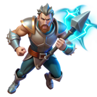 impressive minimalist A Fierce Warrior Wielding a Glowing Axe Li png
