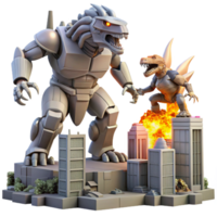 impressive creative A Giant Robot Battling a Monstrous Alien C png