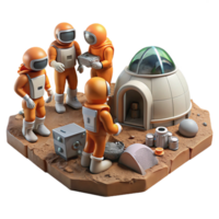 wonderful vintage A Group of Colonists in Rugged Spacesuits authentic png