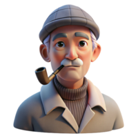 dramatic minimalist Portrait of an Elderly Man with Deep Wrink professional png