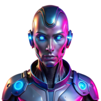 elegant artistic Portrait of a Futuristic Cyborg with Glowin png